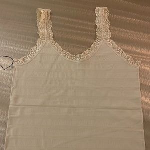 Tan Lace Trimmed T/Shirt